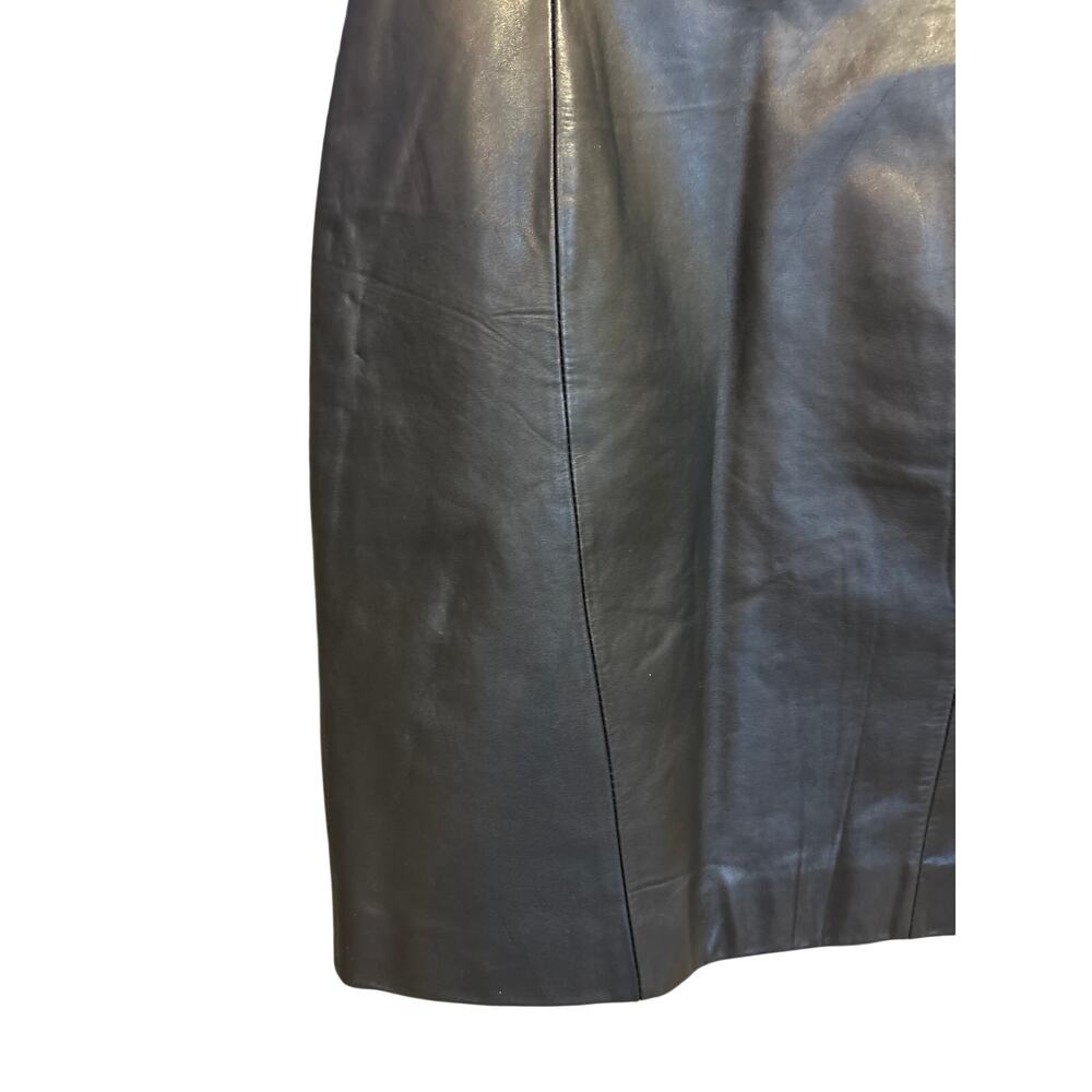 BYRNES & BAKER | Vintage Black 100% Leather Pencil Skirt | 10 - Picture 4 of 11